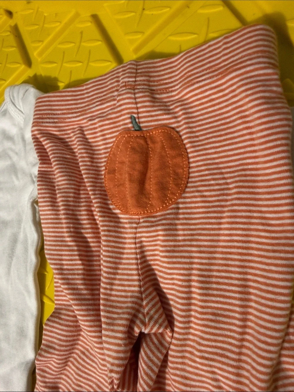 Carter's White Long-Sleeve Pumpkin One-Piece with Orange Striped Pants